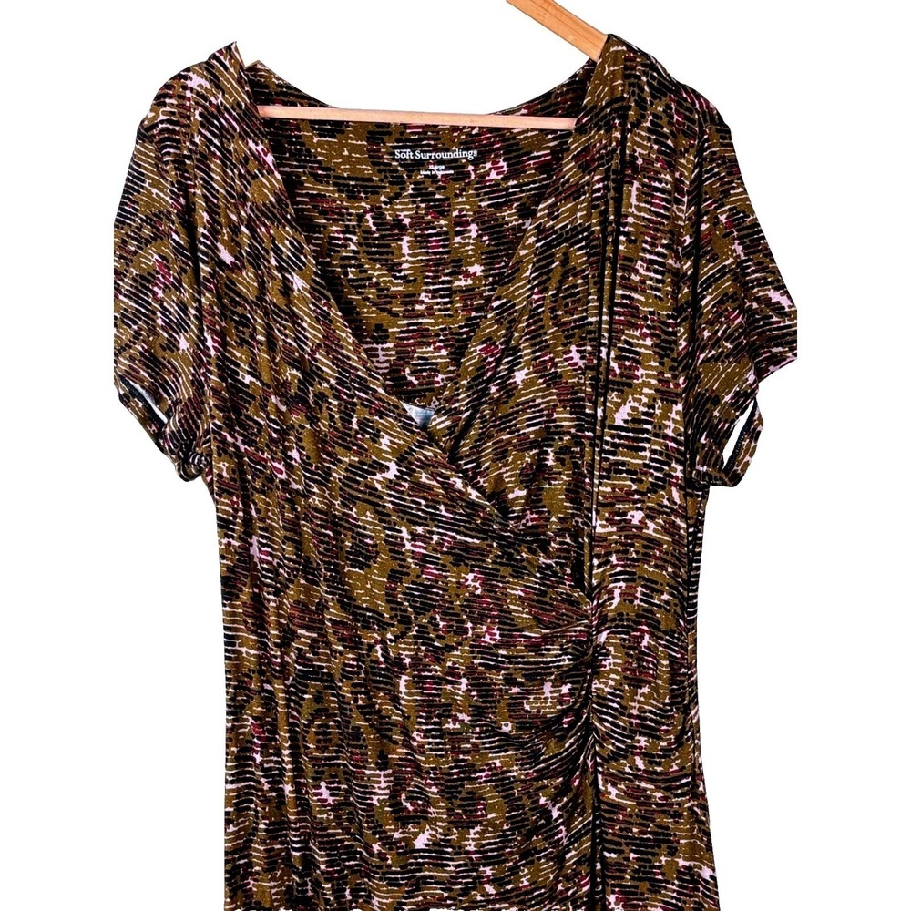 Soft Surroundings Joanna Short Sleeve Faux Wrap Jersey Maxi Dress XL Artsy Boho - Picture 5 of 16